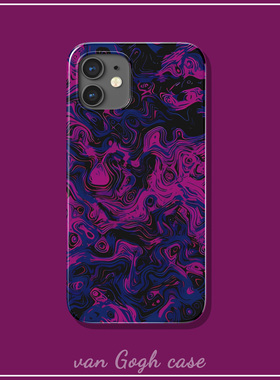 艺术风紫色波纹手机壳适用于iPhone15promax全包苹果13mini小米14荣耀200华为pura70/mate60三星s23+/iQOO11
