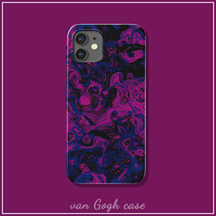 艺术风紫色波纹手机壳适用于iPhone15promax全包苹果13mini小米14荣耀200华为pura70 iQOO11 mate60三星s23