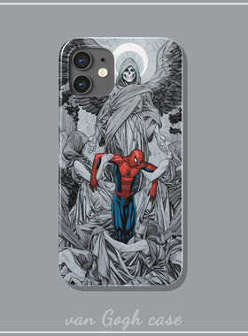 十字架蜘蛛侠手机壳适用于苹果12iphone13漫威华为p40/nova10小米11红米K50至尊版三星s22半包iqoo9卡通xsmax