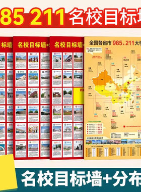 名校目标墙贴带分数985211高考明校全中国名牌大学分布教室墙挂图