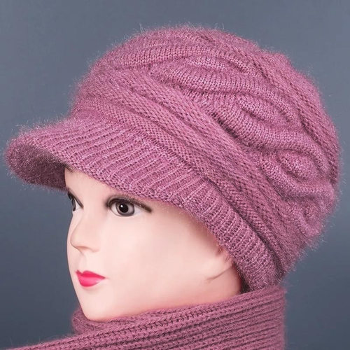 秋冬季贝雷帽女士中老年妈妈帽加绒加厚护耳保暖针织毛线帽子