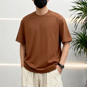 定制圆领拼接短袖 宽松订制班服工作服印字印logo T恤男女同款