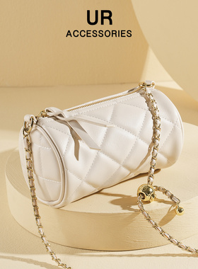 UR包包女士斜挎包2025新款金球调节链条圆筒包百搭轻便休闲风女包