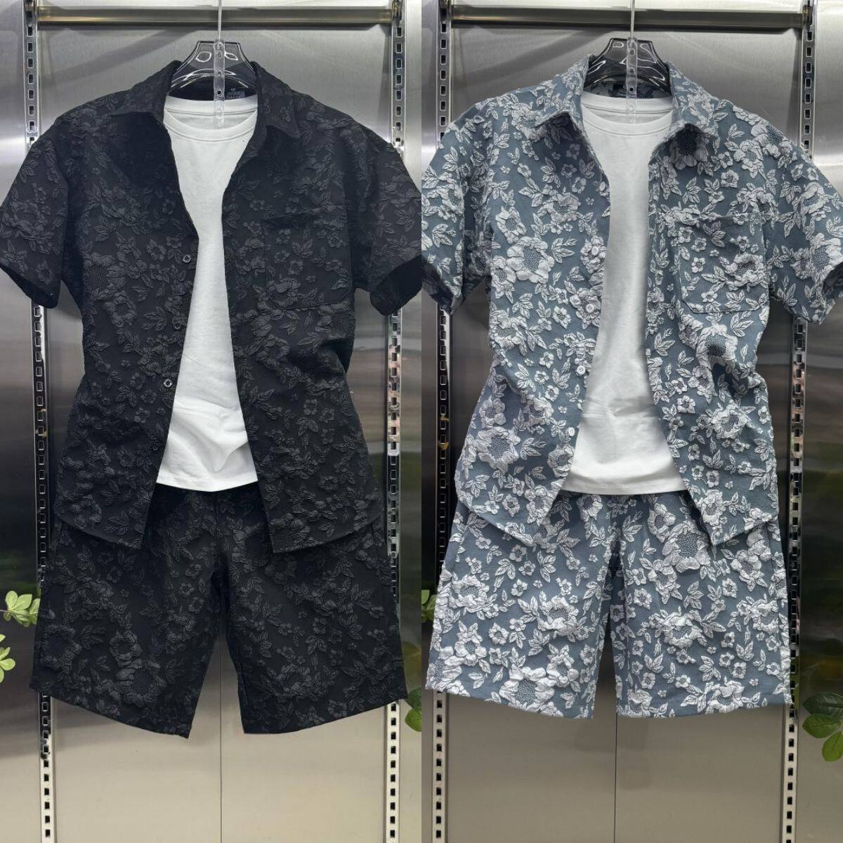 欧货AN&LV/岸绿春夏小香风男休闲套装时尚宽松雕花高品质百搭洋气