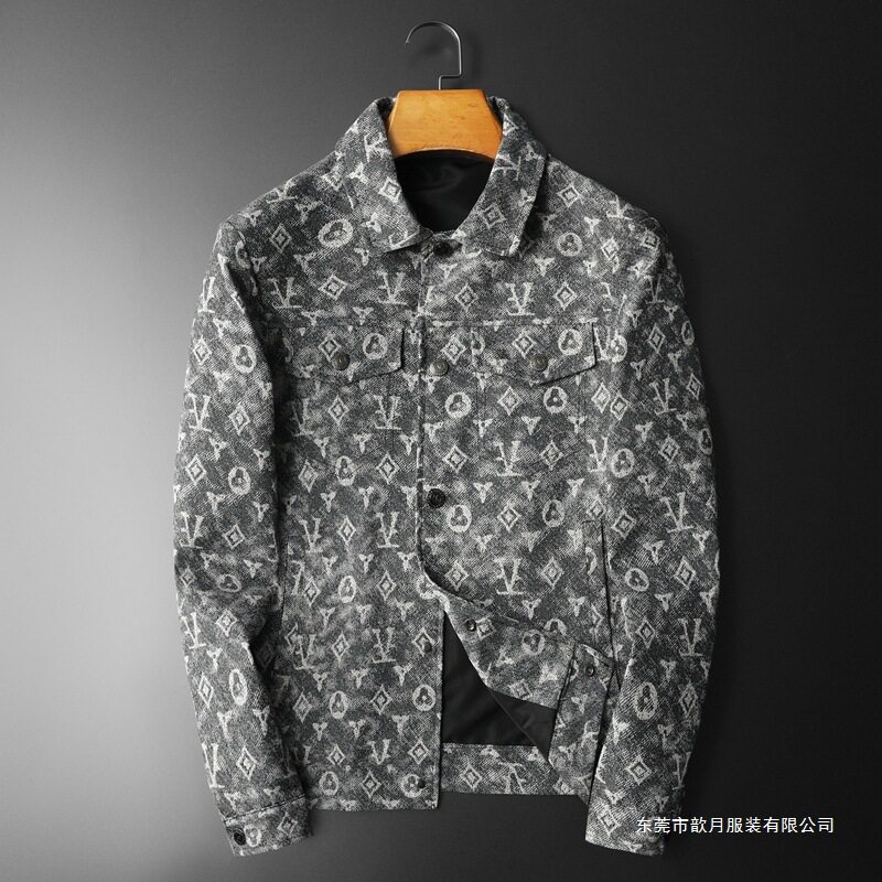 欧货AN&LV/岸绿欧洲站潮牌提花翻领夹克男装2025春季新款韩版修身
