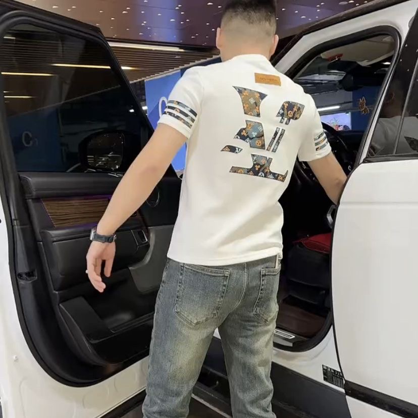 欧货AN&LV/岸绿欧洲站2025新款男士短袖T恤潮流时尚百搭圆领上衣