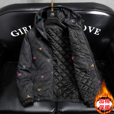 欧货AN&LV/岸绿欧美加棉外套秋冬季印花棉衣男潮流棉服热卖一件