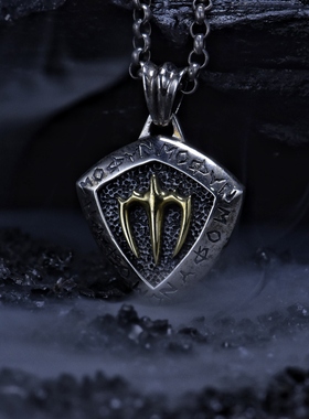 三叉戟吊坠男士S925银项链男生潮高街小众设计毛衣链配饰送男朋友