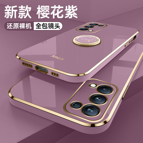 适用opporeno5手机壳电镀硅胶奢华reno5pro保护套镜头全包防摔女