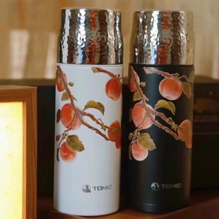 特美刻【正品】保温杯柿柿如意420ml焖茶杯男女杯子保冷杯带杯套