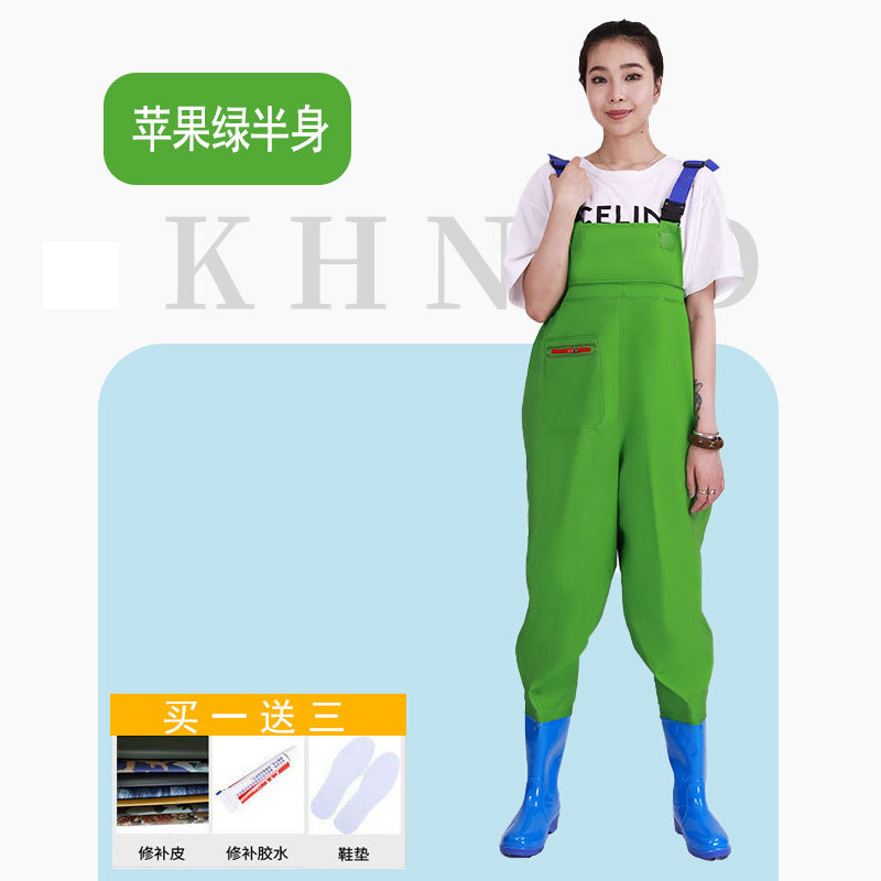 女款下水裤插秧加厚雨鞋齐胸半身叉裤雨裤防水衣服抓捕鱼连体全身