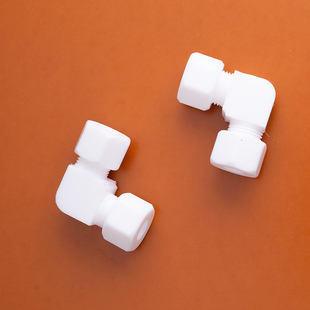 四氟变径弯头特氟龙卡套弯通PTFE大小转变接头防腐8转10 6转10