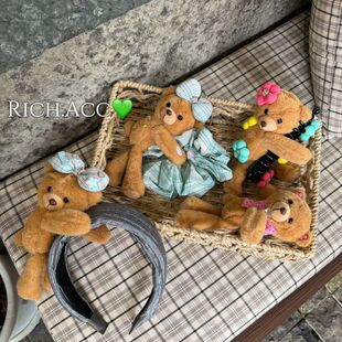 【实拍】超大一只趴趴熊可爱童趣玩偶小熊发饰发圈发箍香蕉发夹新
