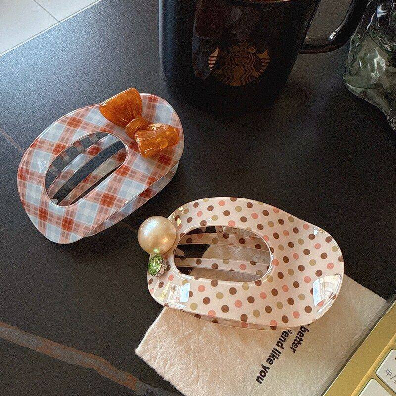 气质蝴蝶结鲍鱼抓夹女醋酸扁平后脑勺盘发夹扎发马尾夹发卡发饰品