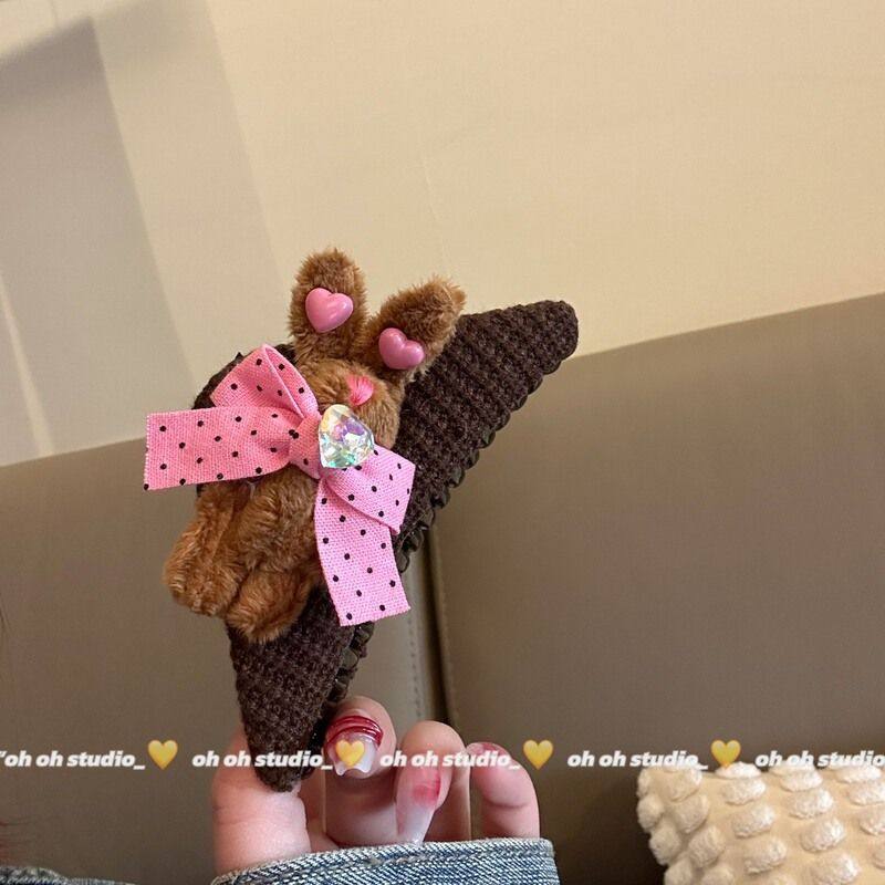 【实拍】自制毛绒兔子粉色波点小针织毛线抓夹可爱少女减龄发夹,饰品/流行首饰/时尚饰品新,发饰,淘宝优惠券,粉丝福利购,淘宝优惠卷