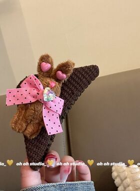【ohoh】自制毛绒兔子粉色波点