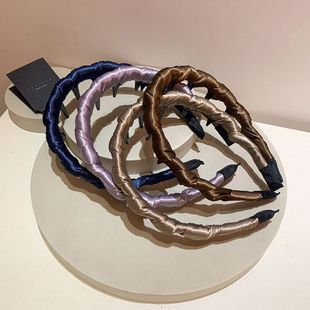 气质纯色缎面布艺缠绕加厚波浪倒插梳发箍新简约百搭洗脸头箍发饰