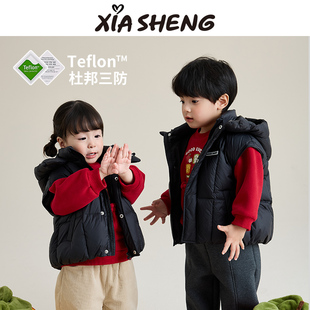 夏生三防羽绒马甲男女童90绒红嘴雁鸭无袖 羽绒服外穿马夹儿童秋冬