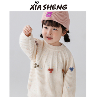 立体小球毛衣 新品 女童舒适保暖毛衫 儿童秋装 百搭套头针织衫 夏生