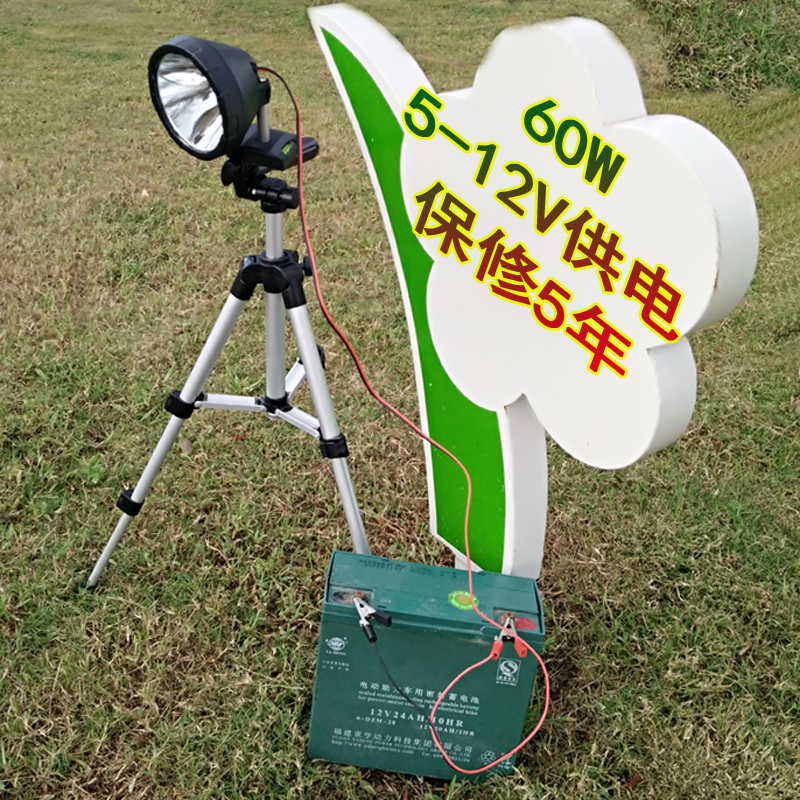5-12V蓝光灯头 60W钓鱼灯 LED大功率夜钓灯分体 夹电瓶外接钓灯