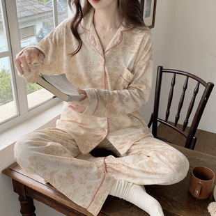 睡衣女款春秋冬季棉质宽松2025年新款简约休闲女士家居服两件套装