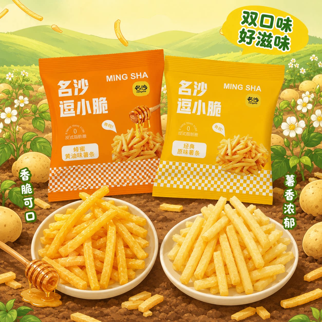 买10送10包沙原切薯条零食大礼包小吃零嘴休闲食品蜂蜜黄油味薯条