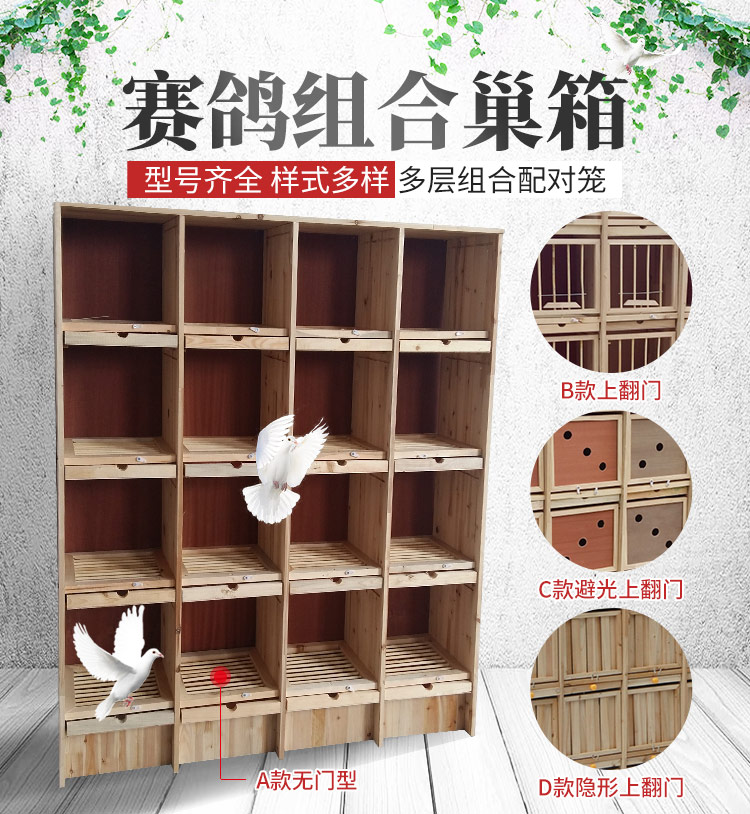 赛鸽无门巢箱 实木组合巢箱 鸽子笼 鸽笼/种鸽配对笼 信鸽用具