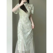 2025新中式 少女气质连衣裙日常可穿 改良鱼尾旗袍裙复古高端年轻款