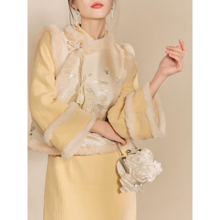 柚伊美2025秋冬新款改良旗袍马甲套装新中式国风汉元素连衣裙日常