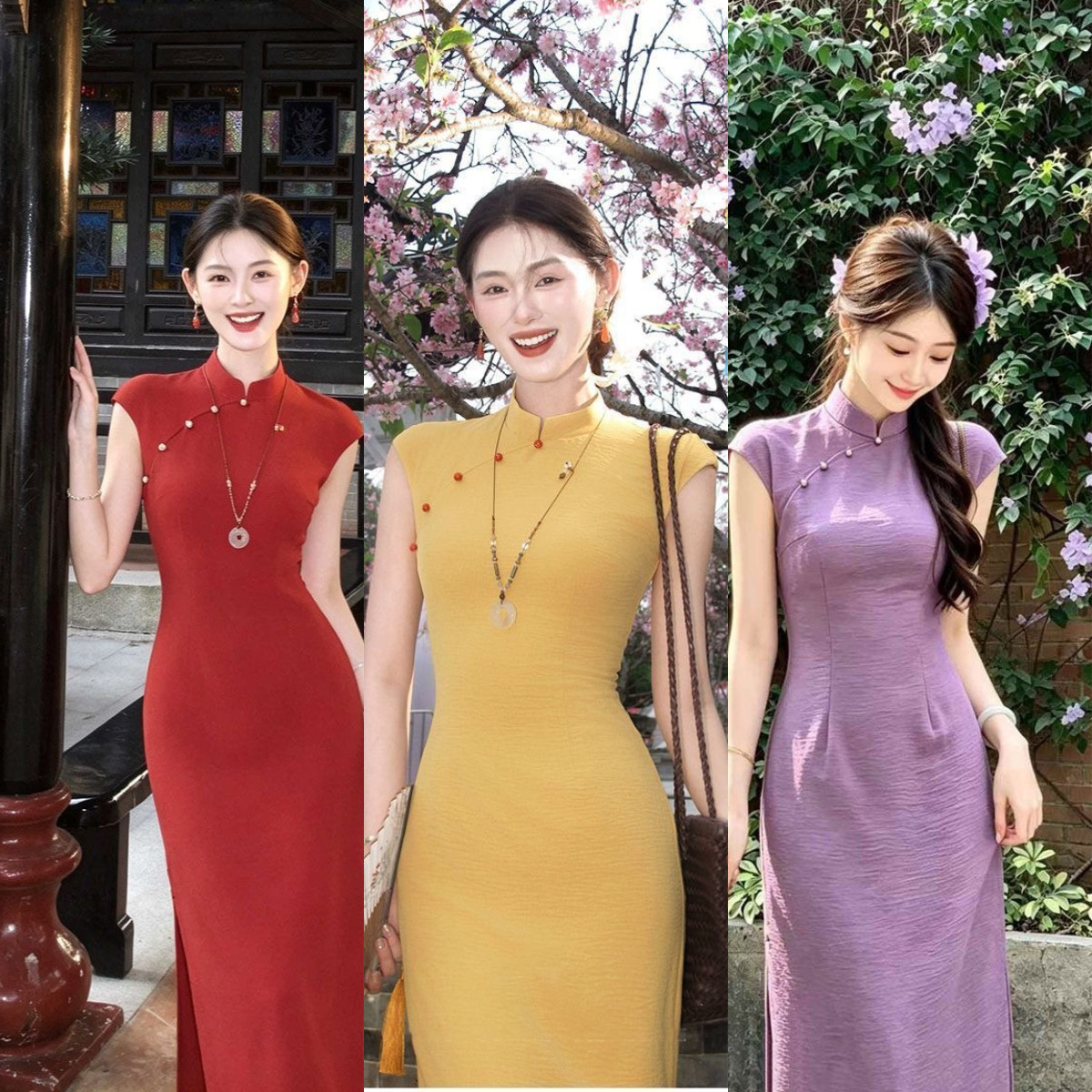碧城春曲新中式冰丝改良旗袍图片