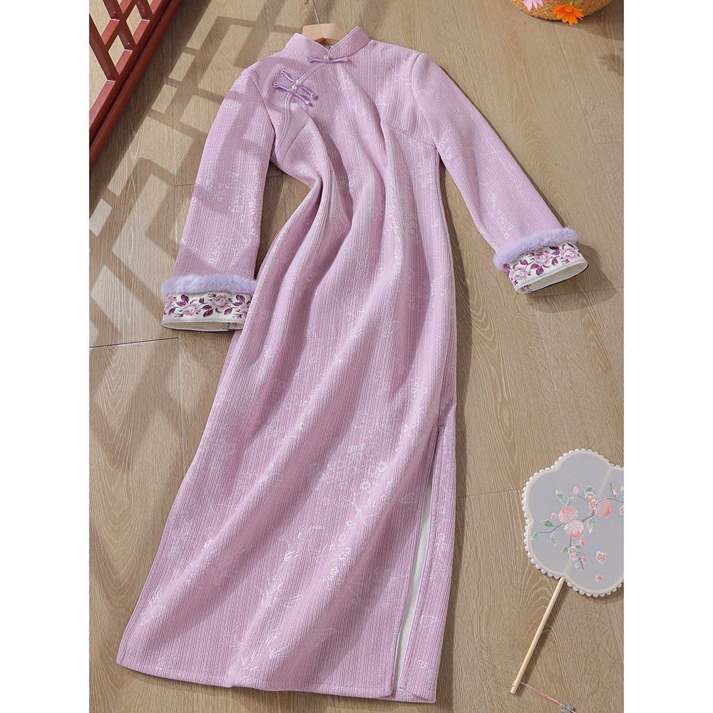 巨好看紫气秋冬旗袍冬新中式2025