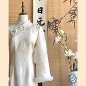 国风连衣裙冬 新中式 沉香 白色改良旗袍高级感刺绣加绒气质修身