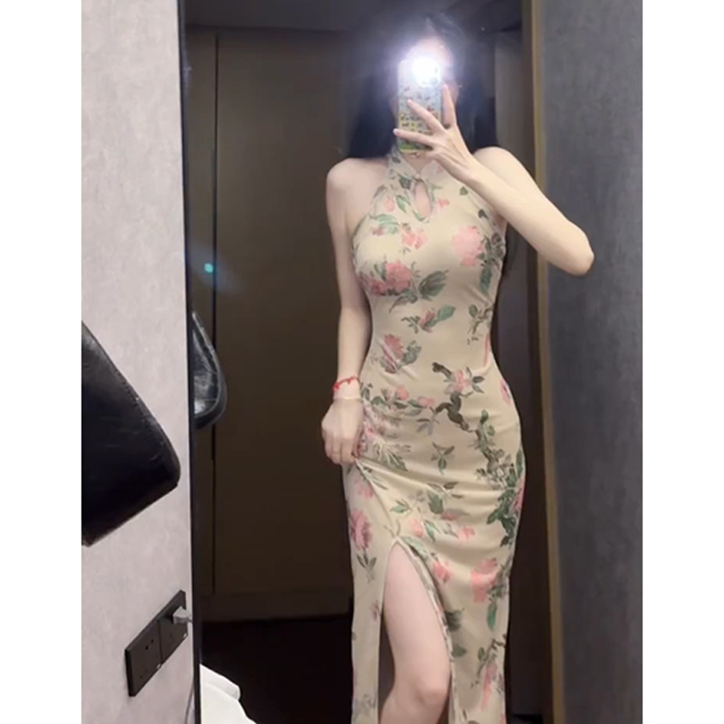 新中式印花立领改良旗袍连衣裙夏