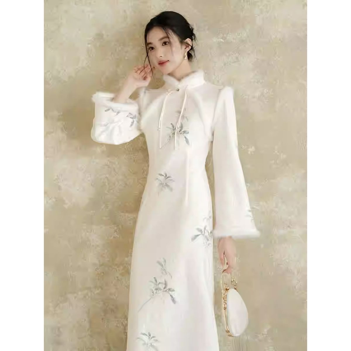 初蝉衣事新中式国风旗袍冬加绒