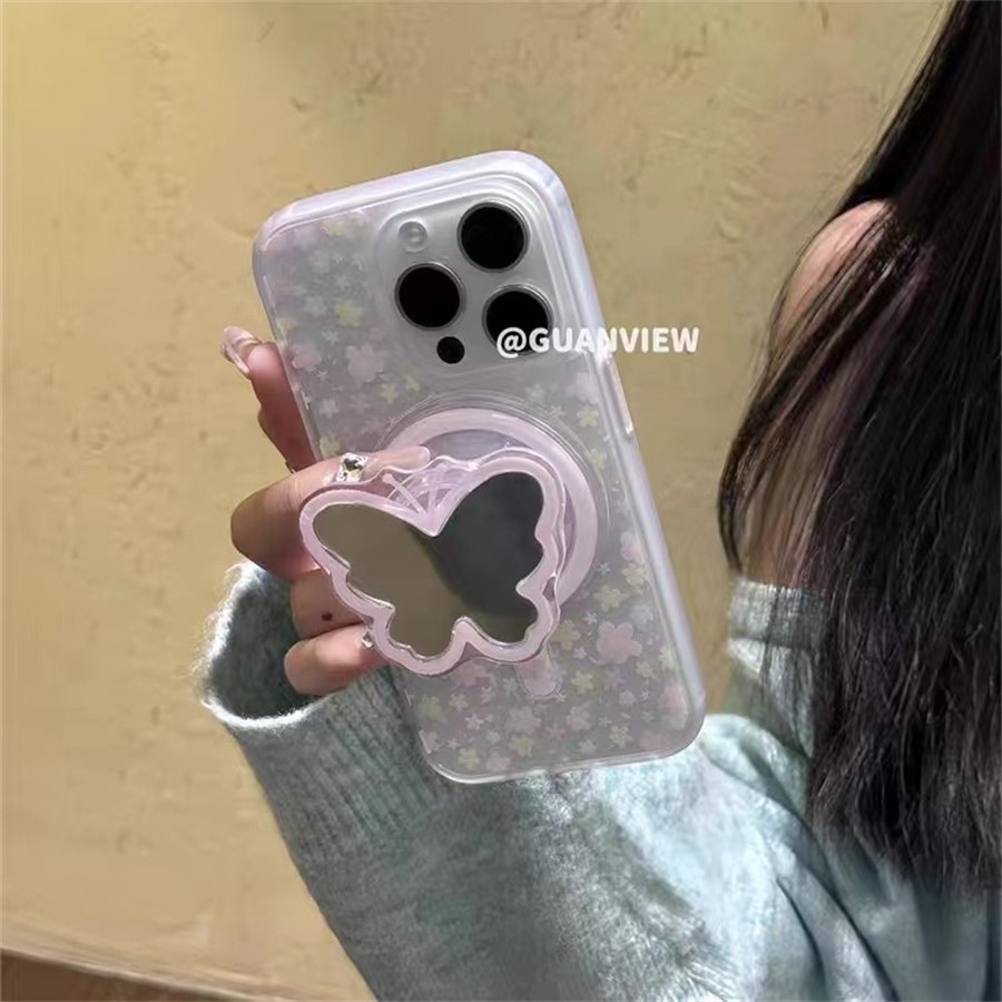 ins碎花蝴蝶磁吸支架适用红米k70手机壳60e/40/50note13pro软11防摔8/9全包turbo3女12/k50游戏增强至尊版小