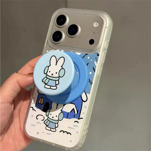 米菲小兔雪屋磁吸支架适用苹果17手机壳iPhone16全包15promax14新款12女xr/mini可爱xs max创意13/8plus防摔