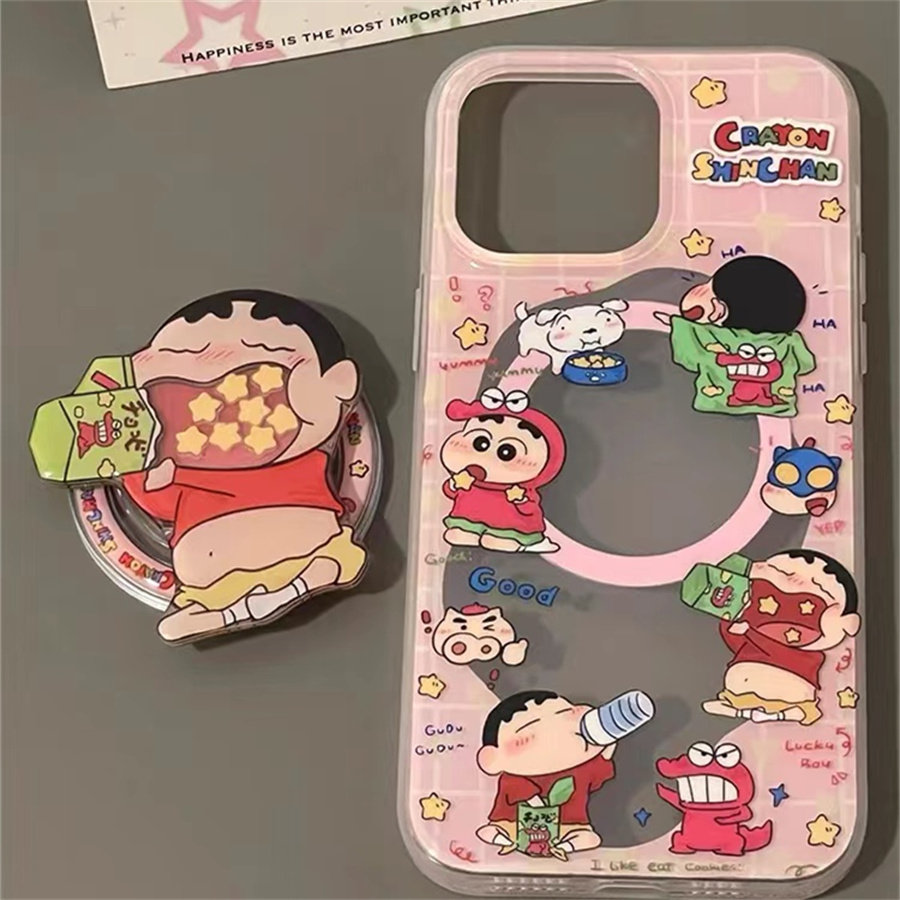 格纹饼干小新磁吸支架适用红米k70手机壳60e/40/50note13pro软11防摔8/9全包turbo3女12/k50游戏增强K30S至尊