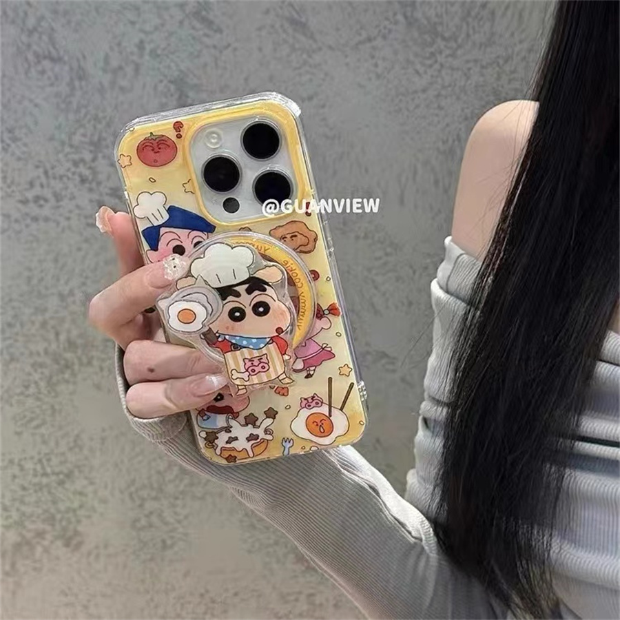 煎蛋蜡笔小新磁吸支架适用红米k70手机壳60e/40/50note13pro软11防摔8/9全包turbo3女12/k50游戏增强至尊版小