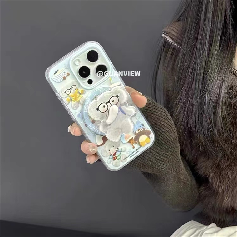 超萌背包小象磁吸支架适用小米14手机壳12软mix4防摔civi3全包10青春版60女k70红米turbo3/note13pro/k50至尊
