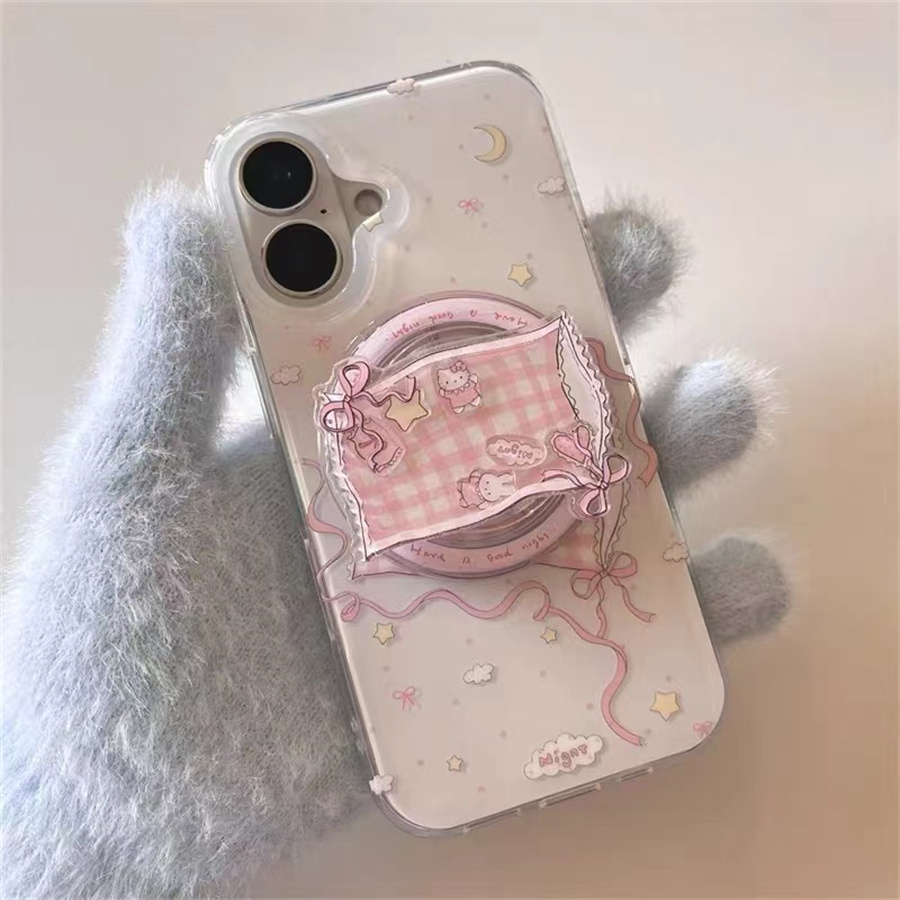 超萌枕头KT猫磁吸支架适用OPPOreno9手机壳10pro软a58/a93/6女72k12x防摔findx7pro/x6/A2pro个性k9创意A1a55