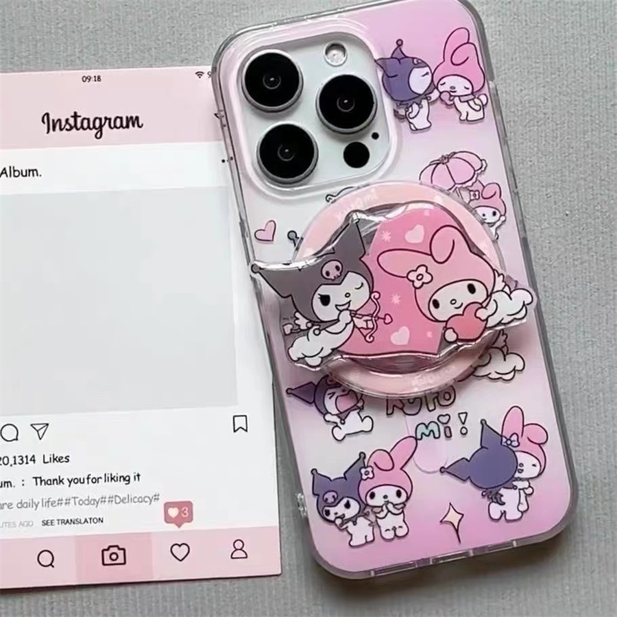 库洛米爱心萌磁吸支架适用小米14手机壳12软mix4防摔civi3全包10青春版60女k70红米turbo3/note13pro/k50至尊