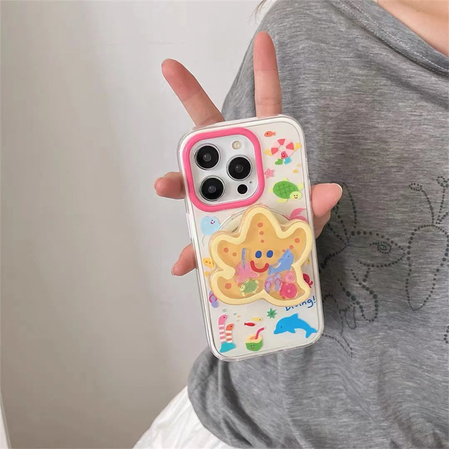 趣味动物海星磁吸支架适用小米14手机壳12软mix4防摔civi3全包10青春版60女k70红米turbo3/note13pro/k50至尊