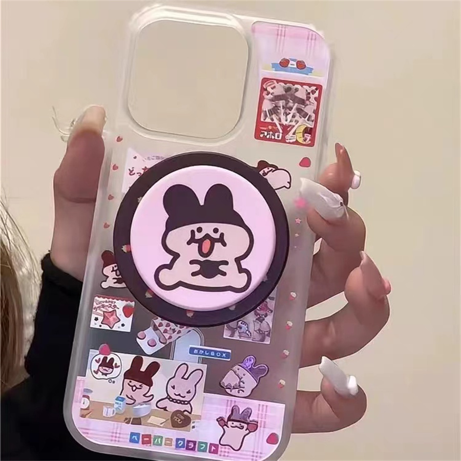 草莓兔子动漫磁吸支架适用小米14手机壳12软mix4防摔civi3全包10青春版60女k70红米turbo3/note13pro/k50至尊