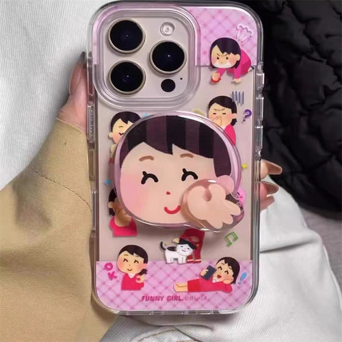 搞怪比OK女孩磁吸支架适用苹果16手机壳iPhone15全包14promax12软壳8p女xr/mini可爱xs max创意11/8plus防摔