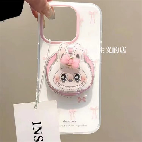 蝴蝶结拉布布磁吸支架适用OPPOreno9手机壳10pro软a58/a93/6女72k12x防摔findx7pro/x6/A2pro个性k9创意A1a55