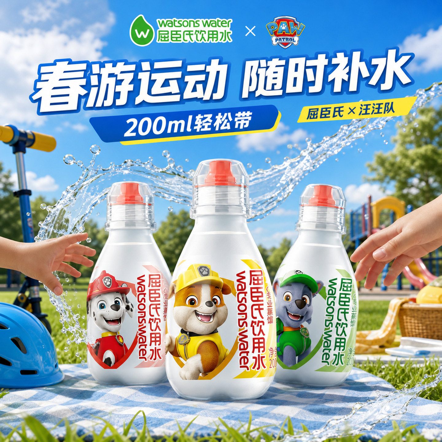 汪汪队矿泉水屈臣氏儿童饮用水高温蒸馏水宝宝爱喝幼儿园水奖励品