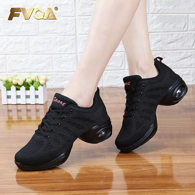 FVQA品牌跳舞鞋女廣場舞鞋新款網(wǎng)面透氣成人中高跟舞蹈鞋四季軟底