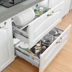 拉篮橱柜铝合金太空铝厨房橱柜碗篮拉蓝阻尼碗碟篮架特宽600柜体