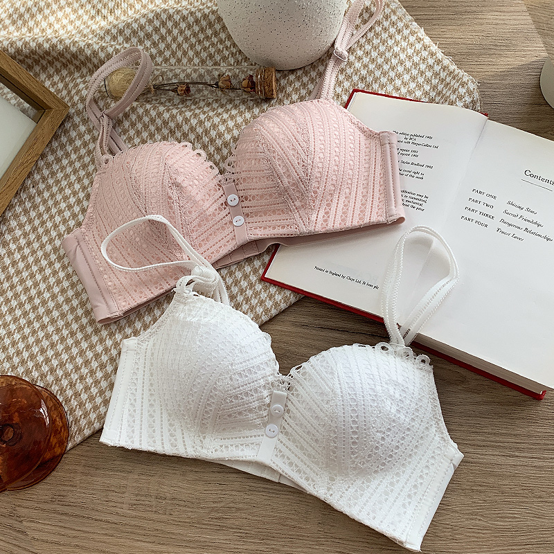夏季薄款内衣女无钢圈小胸聚拢收副乳少女学生日系甜美内心文胸罩