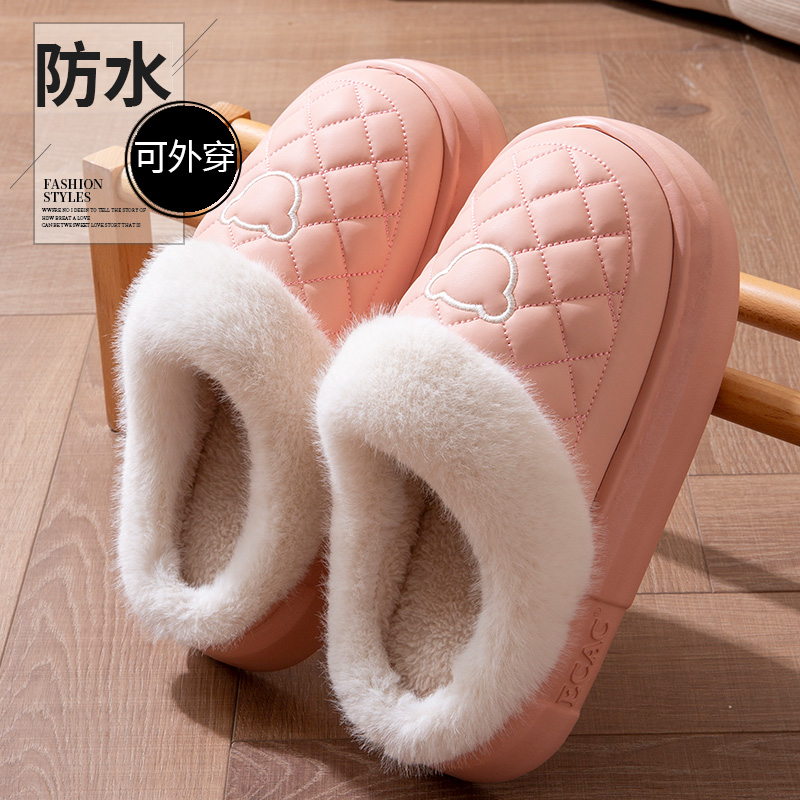 防水棉拖鞋女款秋冬季